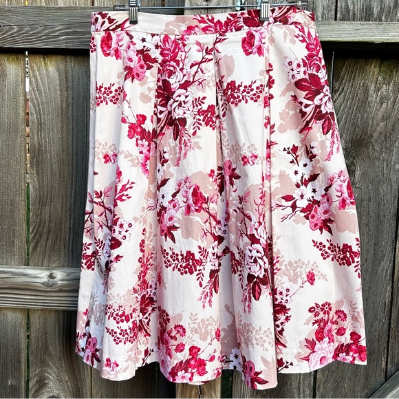 Alex Marie Dresses & Skirts - Alex Marie Pink Floral A-Line Skirt Size 12 Cotton Blend Sateen